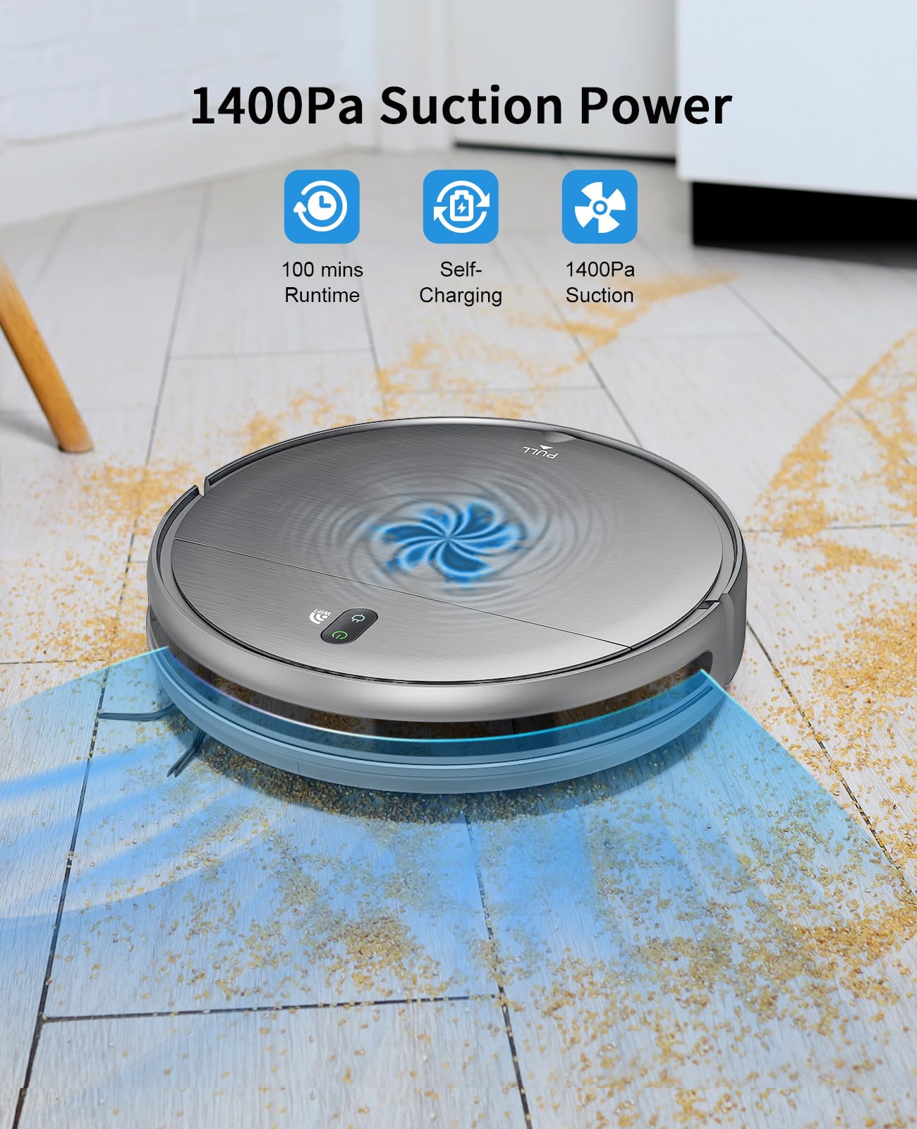 Robot Vacuum and Mop Combo, 2 in 1 Mopping Robot Vacuum Cleaner with Schedule, Wi-Fi/Voice/App, Strong Suction, Ease of Use, Self-Charging Robotic Vacuum, Slim, Ideal for Hard Floor, Pet Hair, Carpet