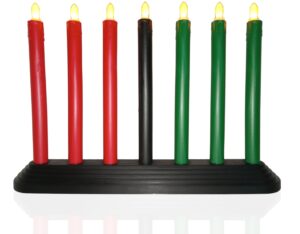 kwanzaa kinara candle holder set with flameless battery powered electric candles