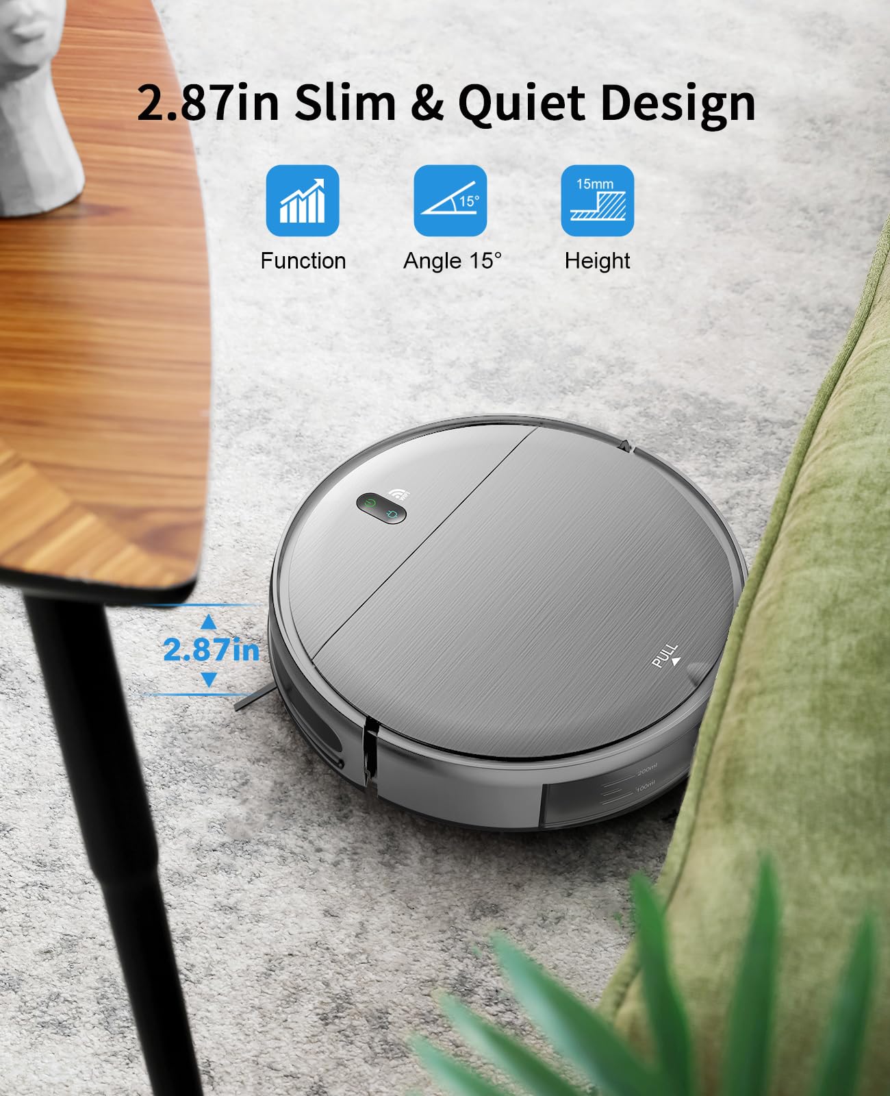 Robot Vacuum and Mop Combo, 2 in 1 Mopping Robot Vacuum Cleaner with Schedule, Wi-Fi/Voice/App, Strong Suction, Ease of Use, Self-Charging Robotic Vacuum, Slim, Ideal for Hard Floor, Pet Hair, Carpet