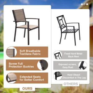 Devoko Outdoor Dining Chairs Set of 6 Patio Stackable Chairs for Backyard Deck (Brown)