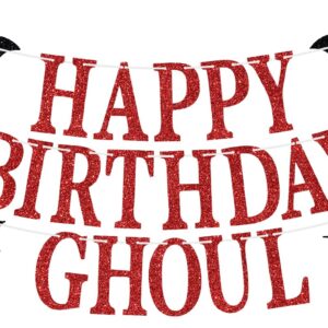 Happy Birthday Ghoul Banner, Happy Booday/Halloween Happy Birthday Bunting Sign, Horror Ghost Themed Birthday Party Decorations Supplies for Men Women