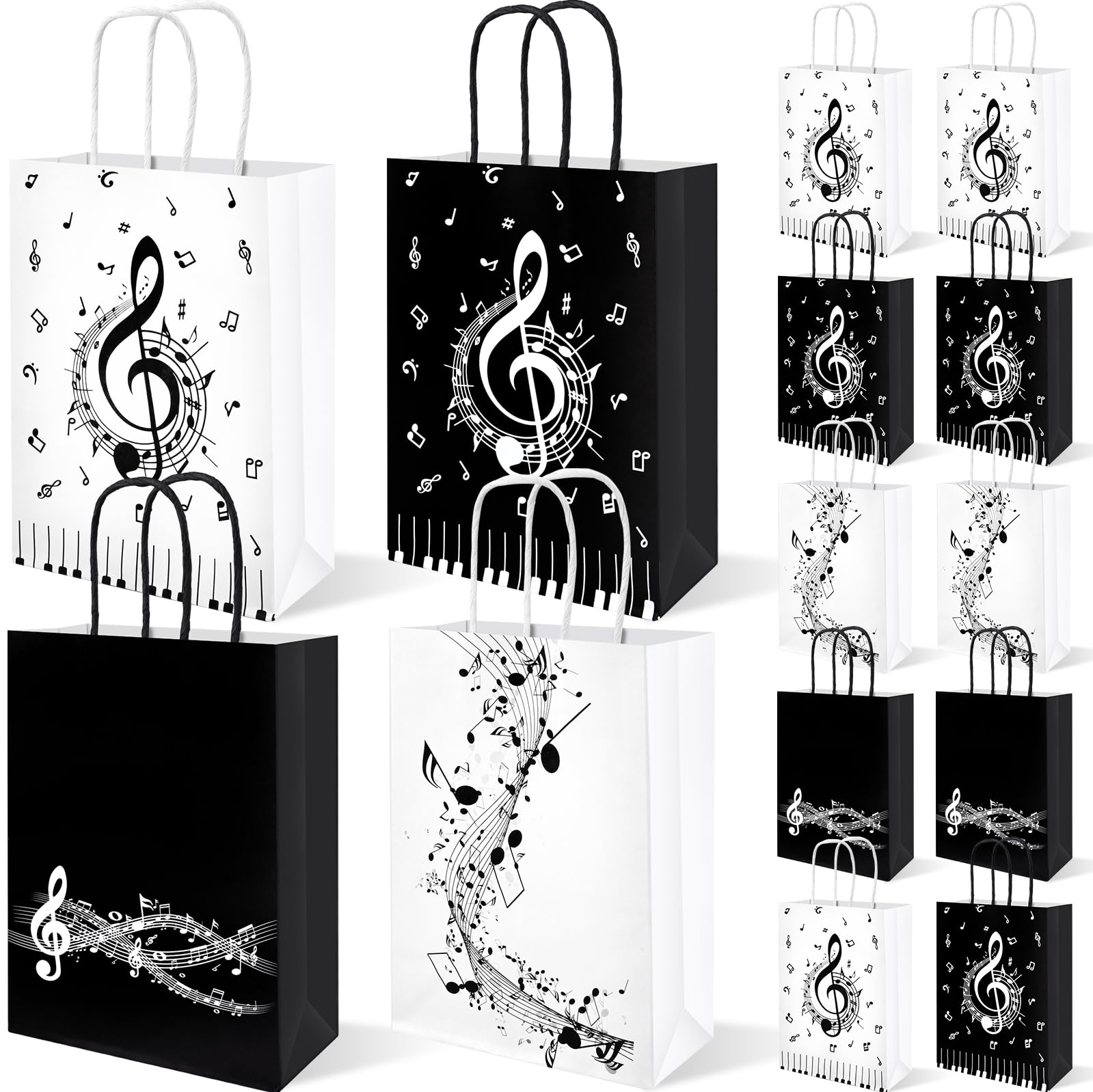 24 Pcs Music Notes Gift Bags Musical Note Paper Gift Treat Bags for Social Media Music Theme Birthday Party Baby Shower Music Theme Party Supplies