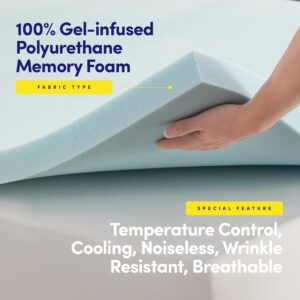 Sweet Home Collection Full Size Mattress Topper 2 Inch Gel Infused Memory Foam Cooling Pad CertiPUR US Certified - Enhance Sleep Quality with Pressure Relief and Temperature Regulation, Full, Blue