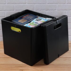 Anbers 4 Packs Collapsible Plastic Cube Storage Bins, Black Foldable Storage Cube Bins