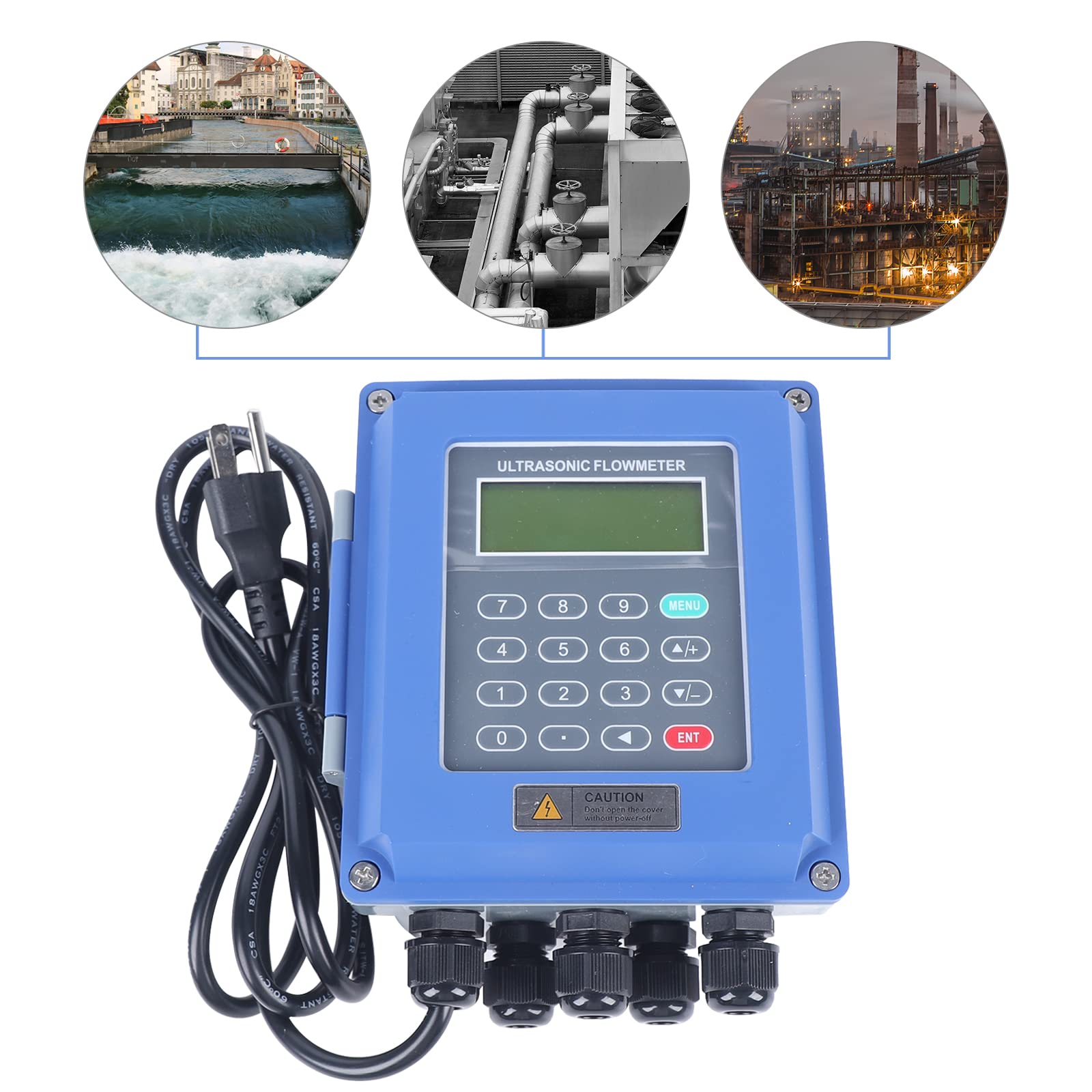 TUF-2000B Ultrasonic Flow Meter Flowmeter Liquid Water Flow Control Meter DN20-700mm Flowmeter Counter with TS-2 &TM-1 Clamp-on Transducers IP67 (TUF-2000B with TS-2 &TM-1 Transducer)