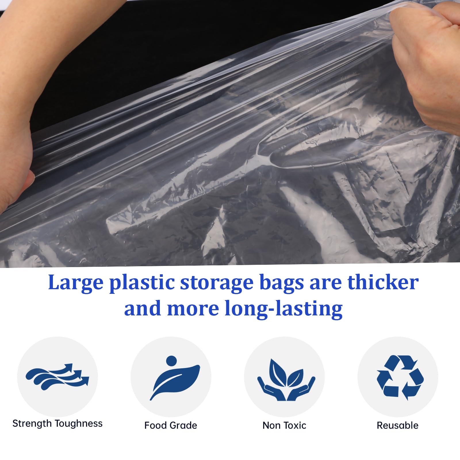 10 Pack Giant Clear Moving Bags Clear Plastic Storage Bags fot Transport Extra Large Reusable Storage Bag for Big Plush Toys Luggage, Suitcase, Clothes, Grocery, Comforters and Blankets 24×35 inches