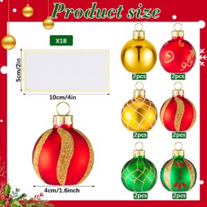 Nitial 12 Set Christmas Ornament Place Card Holders with Name Cards Glass Red Green Gold Table Number Holders Table Sign Card Holder for Christmas Party Wedding Anniversary Birthday, 1.57 Inch