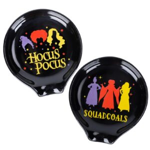 whaline 2pcs halloween witch coffee spoon rest hocus pocus ceramic teaspoon holder spooky sauce dishes dipping bowl ring dish for halloween teacher gift kitchen office bar coffee stirrers