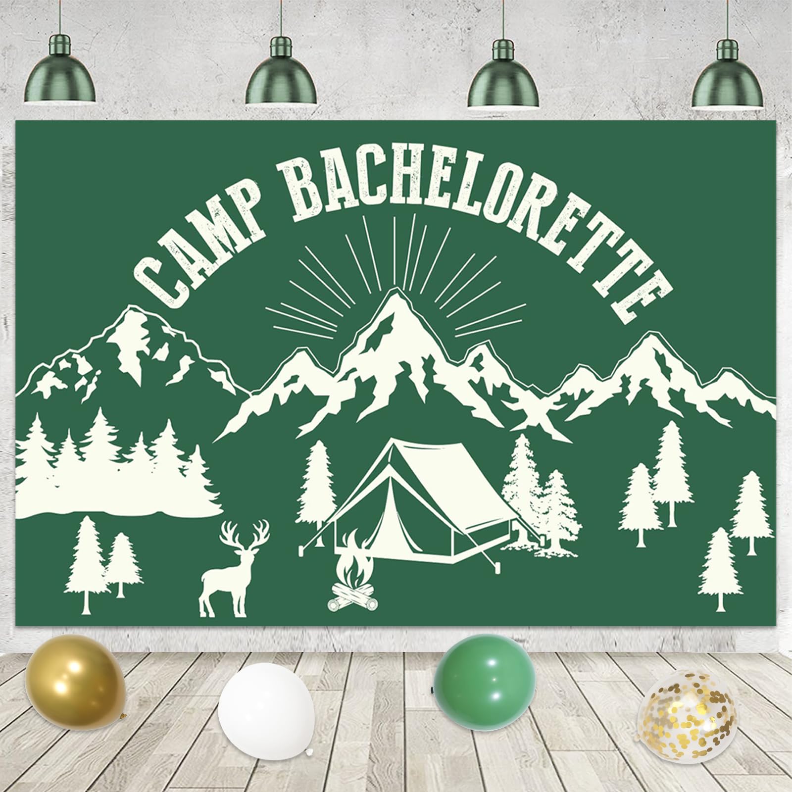 Camping Bachelorette Party Decorations, Retro Sage Green Balloon Garland Arch Kit Backdrop Sash, Camp Bridal Shower/Wedding/Engagement Party Decor Supplies