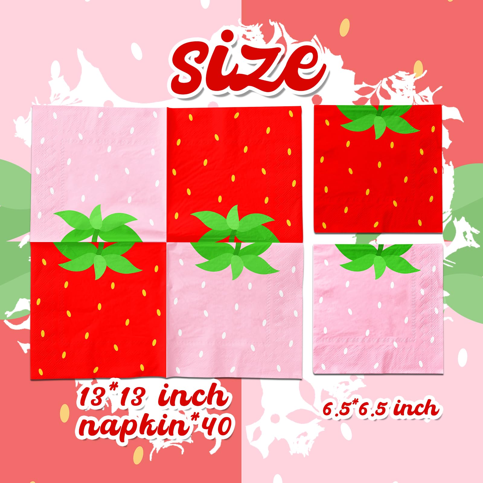 Strawberry Birthday Decorations,40pcs Strawberry Party Napkins Pink and Red Berry Sweet One Napkins for Strawberry Party Berry Sweet Baby Shower Party Supplies