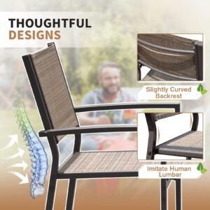 Devoko Outdoor Dining Chairs Set of 6 Patio Stackable Chairs for Backyard Deck (Brown)