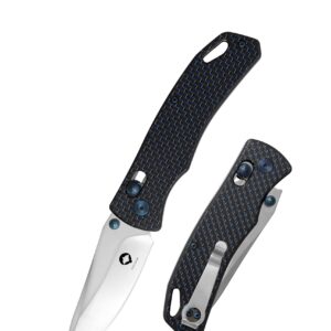 CNYJ Axis Lock Pocket Knife Everyday Carry Folding Knife Thumb Studs Manual Open Pocket Knives Carbon Fiber Handle EDC Knife with Deep Carry Pocket Clip For Men Women