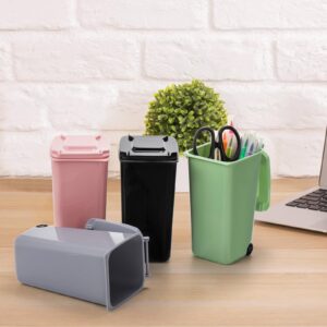 Goaste 12 Pack Mini Desk Trash Can, 22 OZ Tiny Curbside Garbage Bin with Lid, Small Plastic Desktop Wastebasket, Unique Office Pen Holder Pencil Cup, Counter Waste Basket for Home Kitchen Tabletop