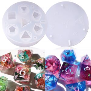 let's resin dice resin molds silicone, dnd dice epoxy resin molds with 7 standard polyhedral stereoscopic dice cavities, silicone molds for epoxy resin, diy dices making, table board game