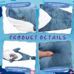 Libima Shark Plush 39 Inch Shark Stuffed Animal Jumbo Shark Toys Large Two in One Stuffed Shark Plush Toy Soft Dual Use Shark Pillow for Kids Boys Girls Room Decor (Dark Blue)