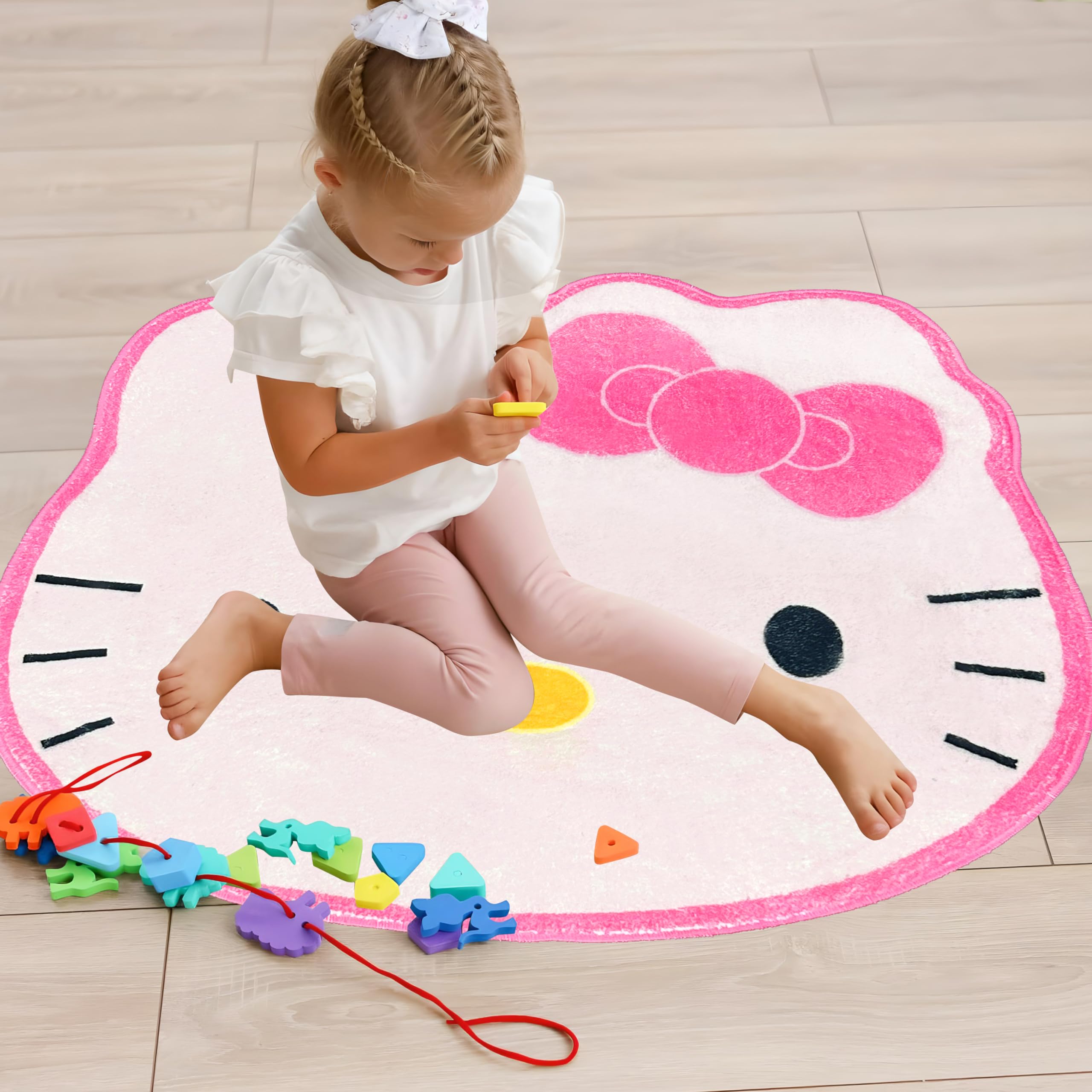 Hurig Super Soft Kitty Rugs Cute Area Rug for Room Decor Girls Bedroom Decoration Cashmere Mat