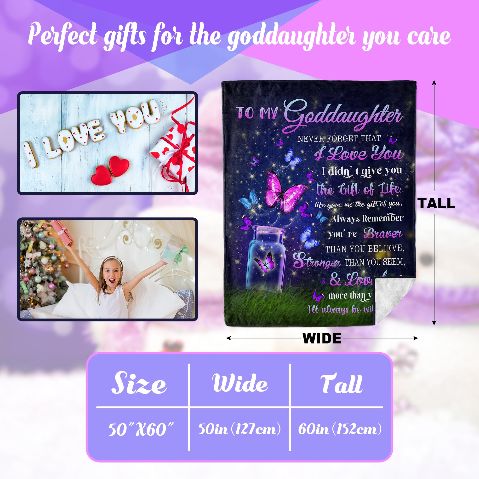 Atokker Goddaughter Gifts from Godmother Blanket, First Communion Gifts for Girls, 1st Communion Gifts for Girls, Baptism Gifts for Girl, Communion Gifts for Goddaughter Throw Blanket 60"*50"