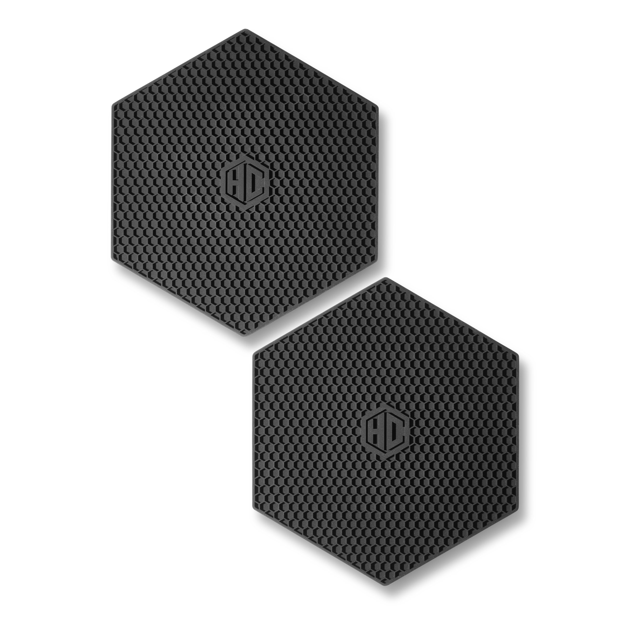 HexClad Hexagon Silicone Trivets, 2-Pack, Nonslip and Heat Resistant Hot Pads, Black