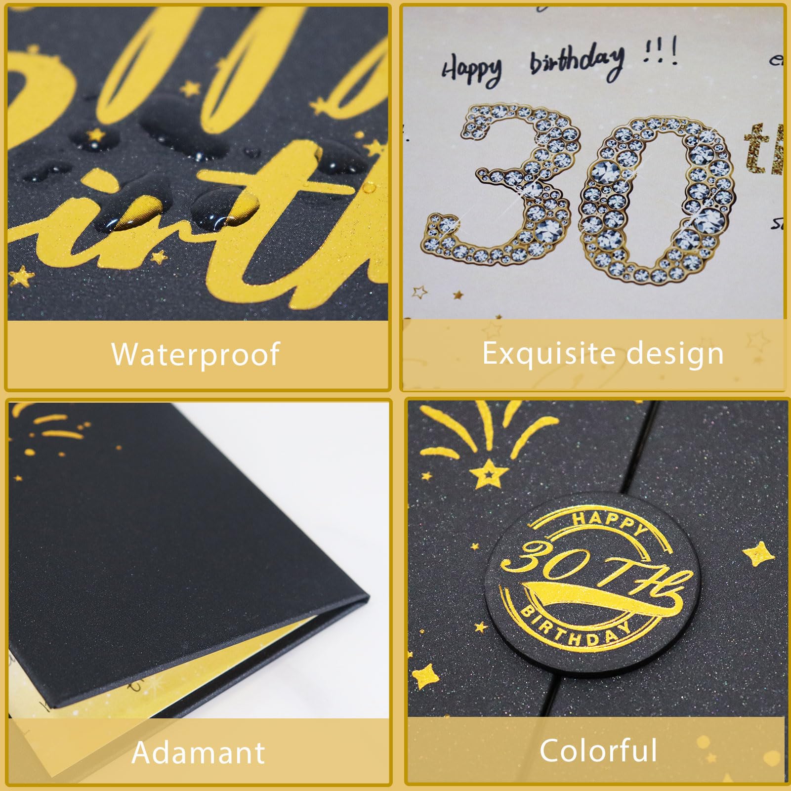 Crenics 30th Birthday Decorations for Her or Him, Creative 30th Birthday Guest Book Alternative, Black and Gold 30th Birthday Signature Book 18 x 12 inch, Great 30 Birthday Gifts for Men or Women