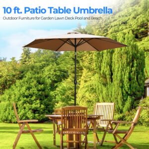 SereneLife SLSK4484.3 10ft. Patio Table Umbrella-6 Sturdy Ribs with Push Button Tilt UV Protection, Outdoor Furniture for Garden Lawn Deck Pool and Beach