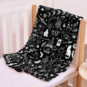 Halloween Blanket Ghost Spooky Gifts for Girls Boys Kids-Super Soft Witch Flannel Blanket Pumpkin Comfy Throw Blanket Skull Decor Halloween Decoration for Room Couch Sofa Men Women-40 x50