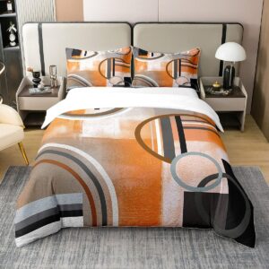 burnt orange 100% cotton duvet cover queen,geometric black gray bedding set,watercolor ombre oil painting comforter cover,contemporary minimalist artwork quilt cover,soft breathable bedspread cover