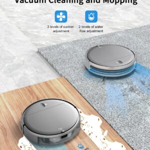 Robot Vacuum and Mop Combo, 2 in 1 Mopping Robot Vacuum Cleaner with Schedule, Wi-Fi/Voice/App, Strong Suction, Ease of Use, Self-Charging Robotic Vacuum, Slim, Ideal for Hard Floor, Pet Hair, Carpet