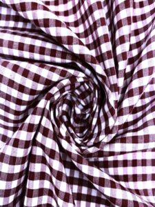 keily & megan inc, 54" wide 1/4" gingham plaid poly cotton fabric by the yard (1 yard, white & burgundy)