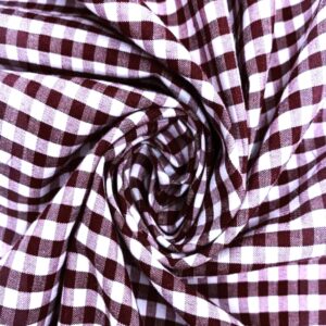 Keily & Megan Inc, 54" Wide 1/4" Gingham Plaid Poly Cotton Fabric by The Yard (1 Yard, White & Burgundy)