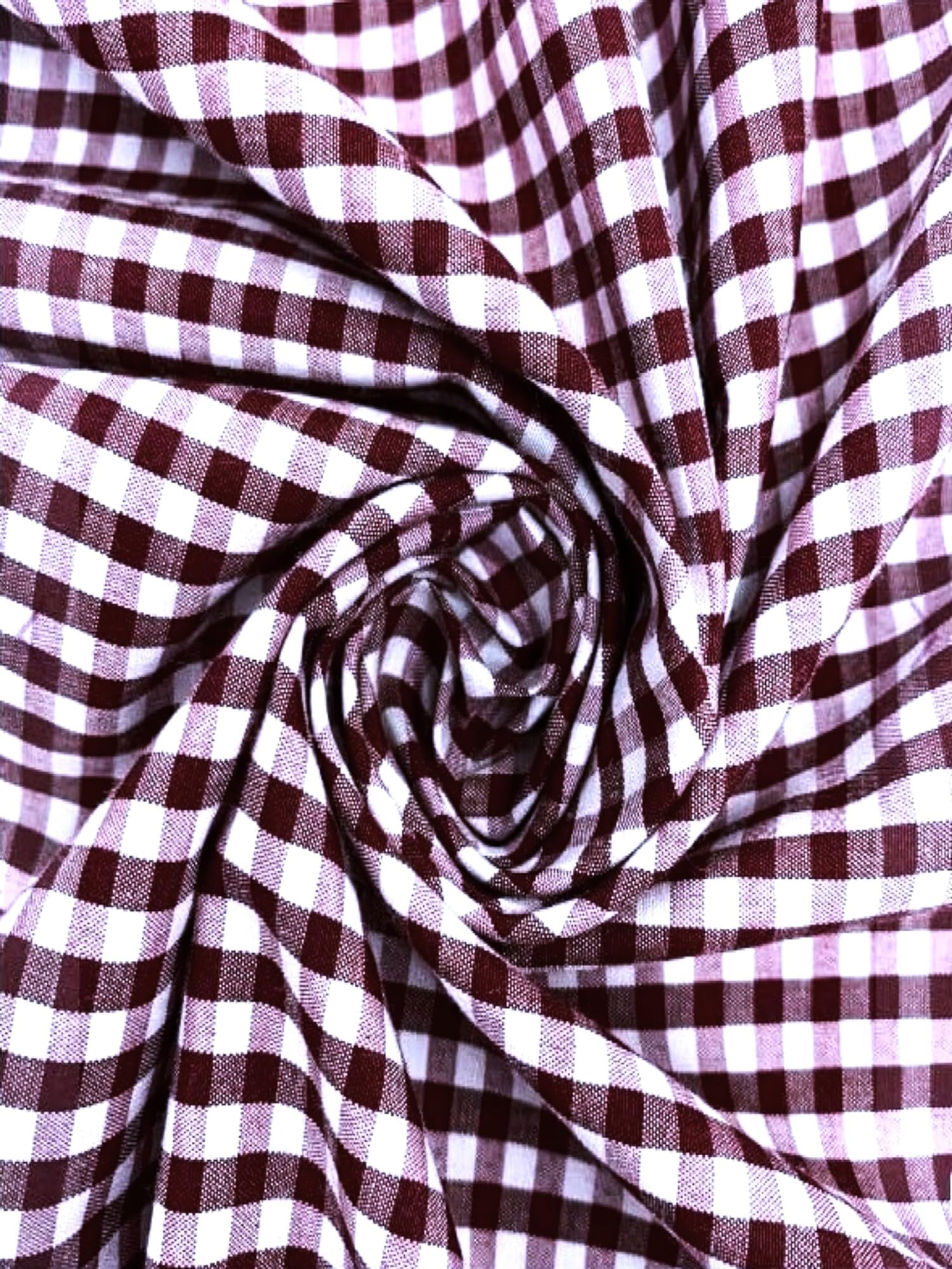 Keily & Megan Inc, 54" Wide 1/4" Gingham Plaid Poly Cotton Fabric by The Yard (1 Yard, White & Burgundy)