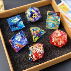 LET'S RESIN Dice Resin Molds Silicone, DND Dice Epoxy Resin Molds with 7 Standard Polyhedral Stereoscopic Dice Cavities, Silicone Molds for Epoxy Resin, DIY Dices Making, Table Board Game