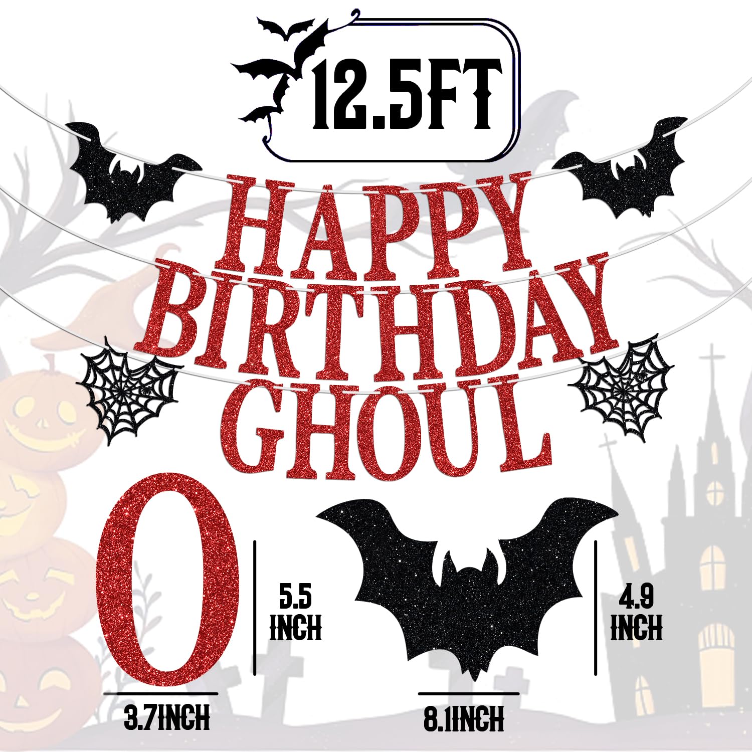 Happy Birthday Ghoul Banner, Happy Booday/Halloween Happy Birthday Bunting Sign, Horror Ghost Themed Birthday Party Decorations Supplies for Men Women