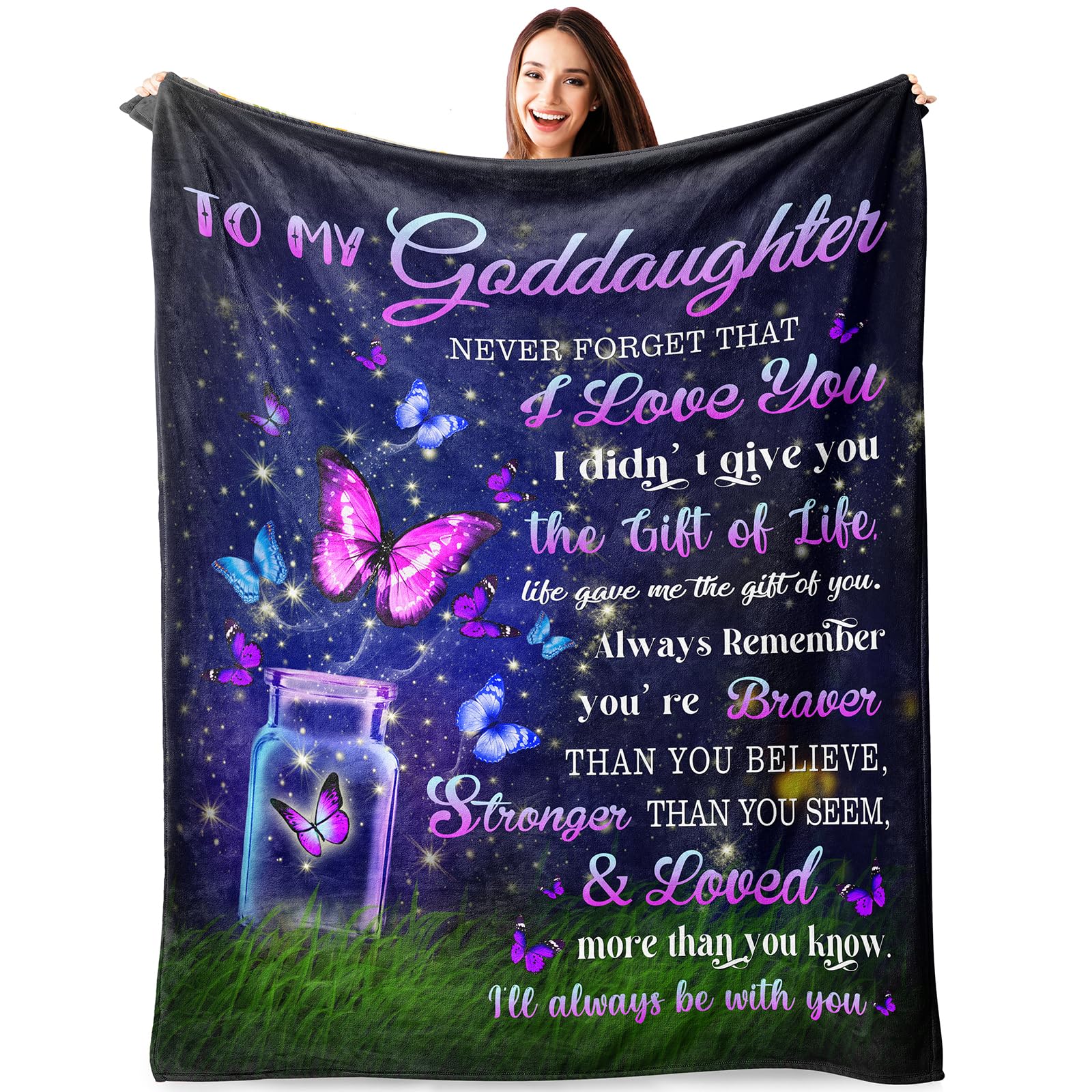 Atokker Goddaughter Gifts from Godmother Blanket, First Communion Gifts for Girls, 1st Communion Gifts for Girls, Baptism Gifts for Girl, Communion Gifts for Goddaughter Throw Blanket 60"*50"