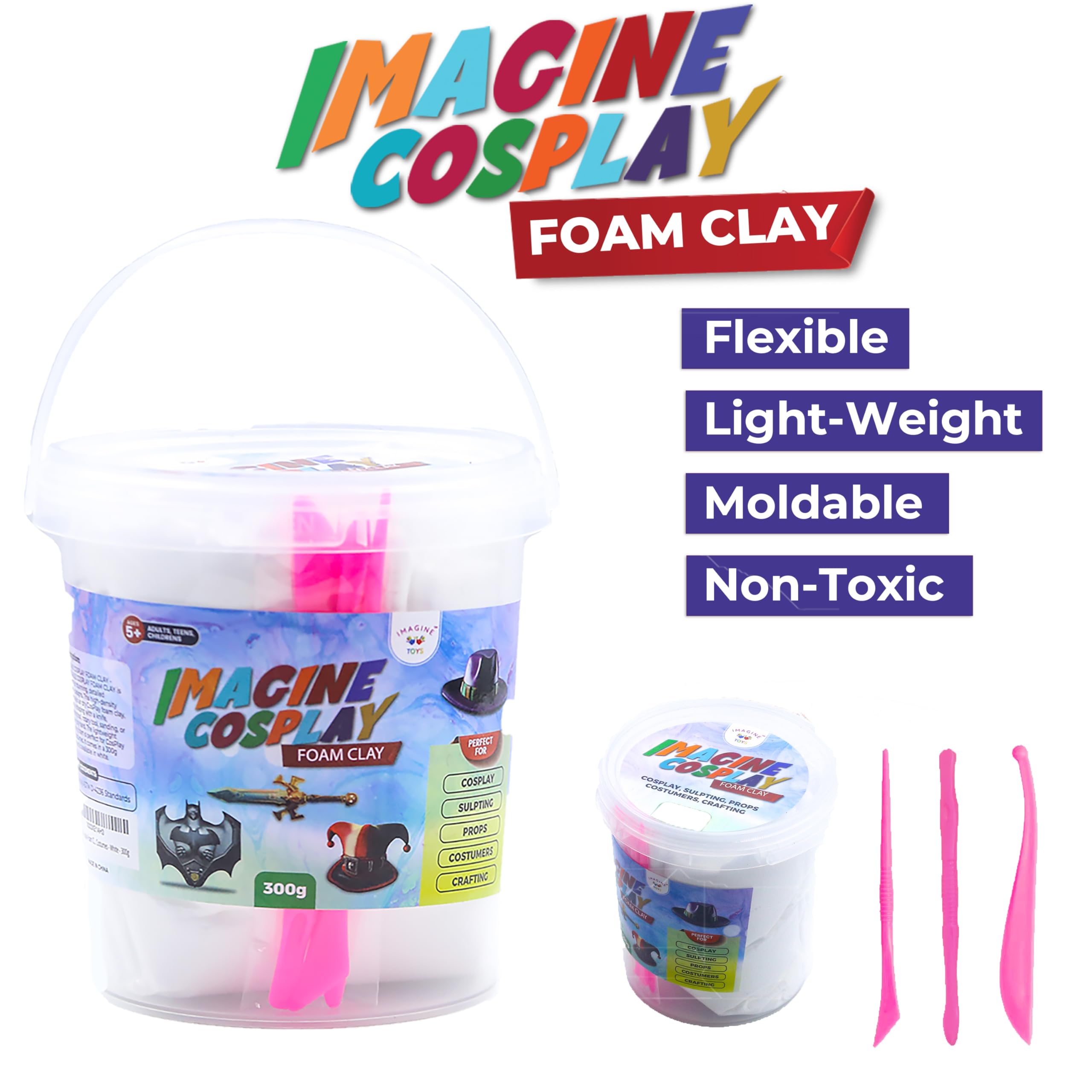 Sculpting and Cosplay Foam Clay, 300g of High Density Air Clay for Sculpting and Molding into Fun Projects and Cosplay Props. Foam Clay is Lightweight, Flexible, Easy to: Mold, Sand and Paint.