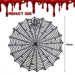 6 Pcs Halloween Spider Web Placemats- 15" Heat Insulation Halloween Placemats Spider Web Table Mats- Hollow Out Spiderweb Coasters Placemat for Dining Table Halloween Decoration