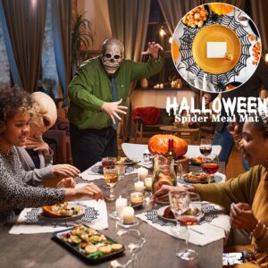 6 Pcs Halloween Spider Web Placemats- 15" Heat Insulation Halloween Placemats Spider Web Table Mats- Hollow Out Spiderweb Coasters Placemat for Dining Table Halloween Decoration