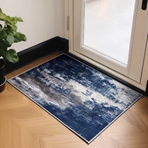 sunnewt 2x3 rug modern abstract entryway rug navy blue area rug stain resistant living room rug non-shedding washable rug non-slip low-pile bedroom rug for dining room kitchen home office