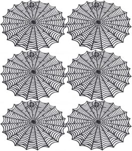 6 pcs halloween spider web placemats- 15" heat insulation halloween placemats spider web table mats- hollow out spiderweb coasters placemat for dining table halloween decoration