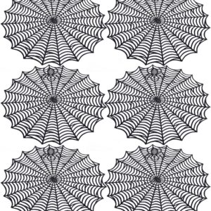 6 Pcs Halloween Spider Web Placemats- 15" Heat Insulation Halloween Placemats Spider Web Table Mats- Hollow Out Spiderweb Coasters Placemat for Dining Table Halloween Decoration