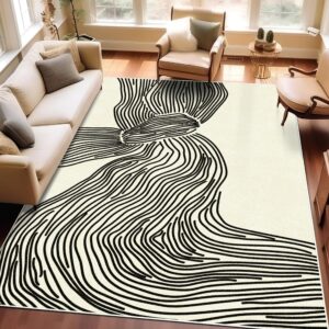 sunnewt 5x8 rug modern abstract area rug contemporary striped living room rug stain resistant washable rug non-shedding bedroom rug non-slip low-pile floor carpet for dining room kitchen home office