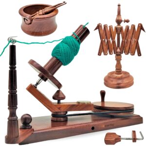 carfar wooden yarn winder complete set for knitting and crocheting handmade natural wood yarn winder combo