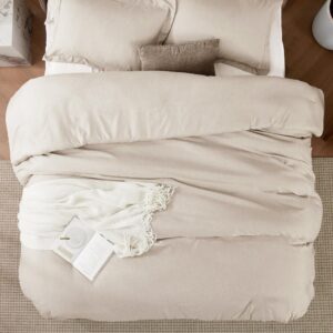 Bedsure Beige Duvet Cover Queen Size - Super Soft Cationic Dyed Duvet Cover for Kids with Zipper Closure, 3 Pieces, Includes 1 Duvet Cover (90"x90") & 2 Pillow Shams, NO Comforter