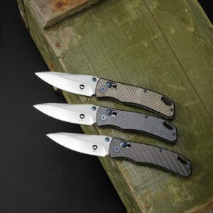 CNYJ Axis Lock Pocket Knife Everyday Carry Folding Knife Thumb Studs Manual Open Pocket Knives Carbon Fiber Handle EDC Knife with Deep Carry Pocket Clip For Men Women