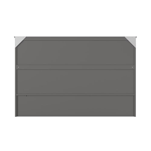 AFI, Raleigh Modern Queen Solid Wood Murphy Bed Chest with Mattress in Grey