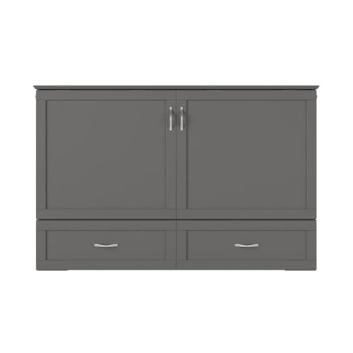 AFI, Raleigh Modern Queen Solid Wood Murphy Bed Chest with Mattress in Grey