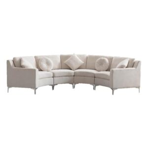 pemberly row 136" symmetry curved modern velvet sectional sofa in beige