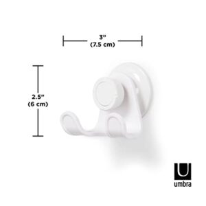 Umbra Flex Shower Storage Accessories with Patented Gel-Lock Technology Suction Cup, 5.8170000000000002 x 7.7469999999999999 x 6.1470000000000002 cm, White (Pack of 2)