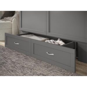 AFI, Raleigh Modern Queen Solid Wood Murphy Bed Chest with Mattress in Grey