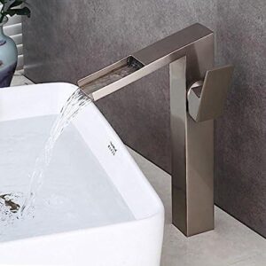 Kitchen & Bath Fixtures Taps Faucet,Brushed Basin Faucet Bathroom Waterfall Faucet Above Counter Basin Hot and Cold Faucet Copper Wash Basin Faucet