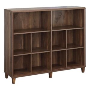 pemberly row modern engineered wood bookcase in grand walnut